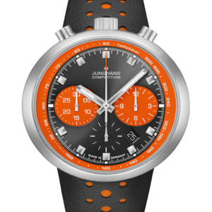 Junghans - Pre-order 18K Solid White Gold 1972 Competition Chronograph Orange Black Dial Sapphire Crystal Automatic Limited Edition Watch 027/9204.00