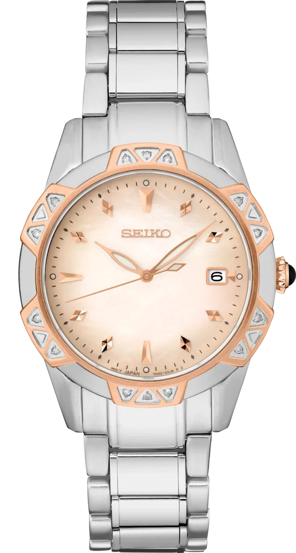 Seiko - Diamond Collection Mother of Pearl Dial 14 Diamonds Date Quartz SKK730