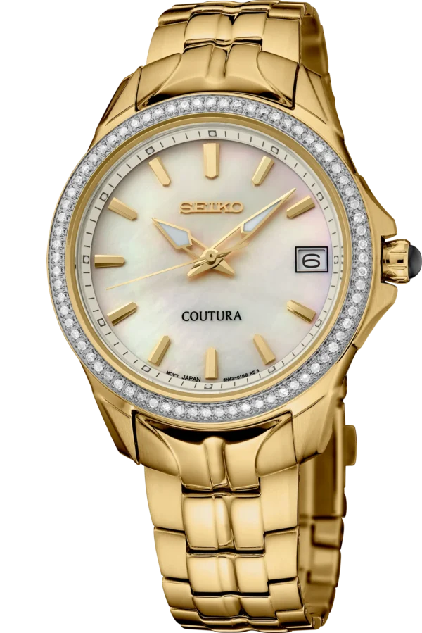 Seiko - Coutura Mother of Pearl Dial 72 Diamonds Date Quartz SUR592