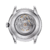Back view of a mechanical watch showing intricate inner workings.