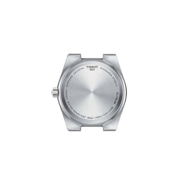 Minimalist silver wristwatch with a clean dial and no numerals.