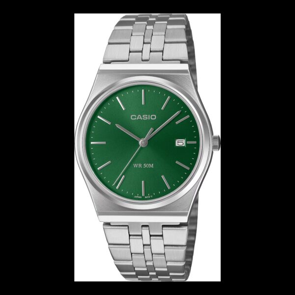 Casio - Vintage Silver Green Dial Quartz MTPB145DC-3AV