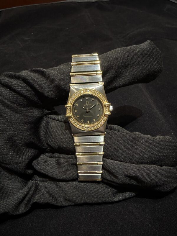 Omega - Pre-Owned Constellation Two-Tone Stainless Steel and 18K Yellow Gold Bars Diamond Dial and Bezel 22.5mm